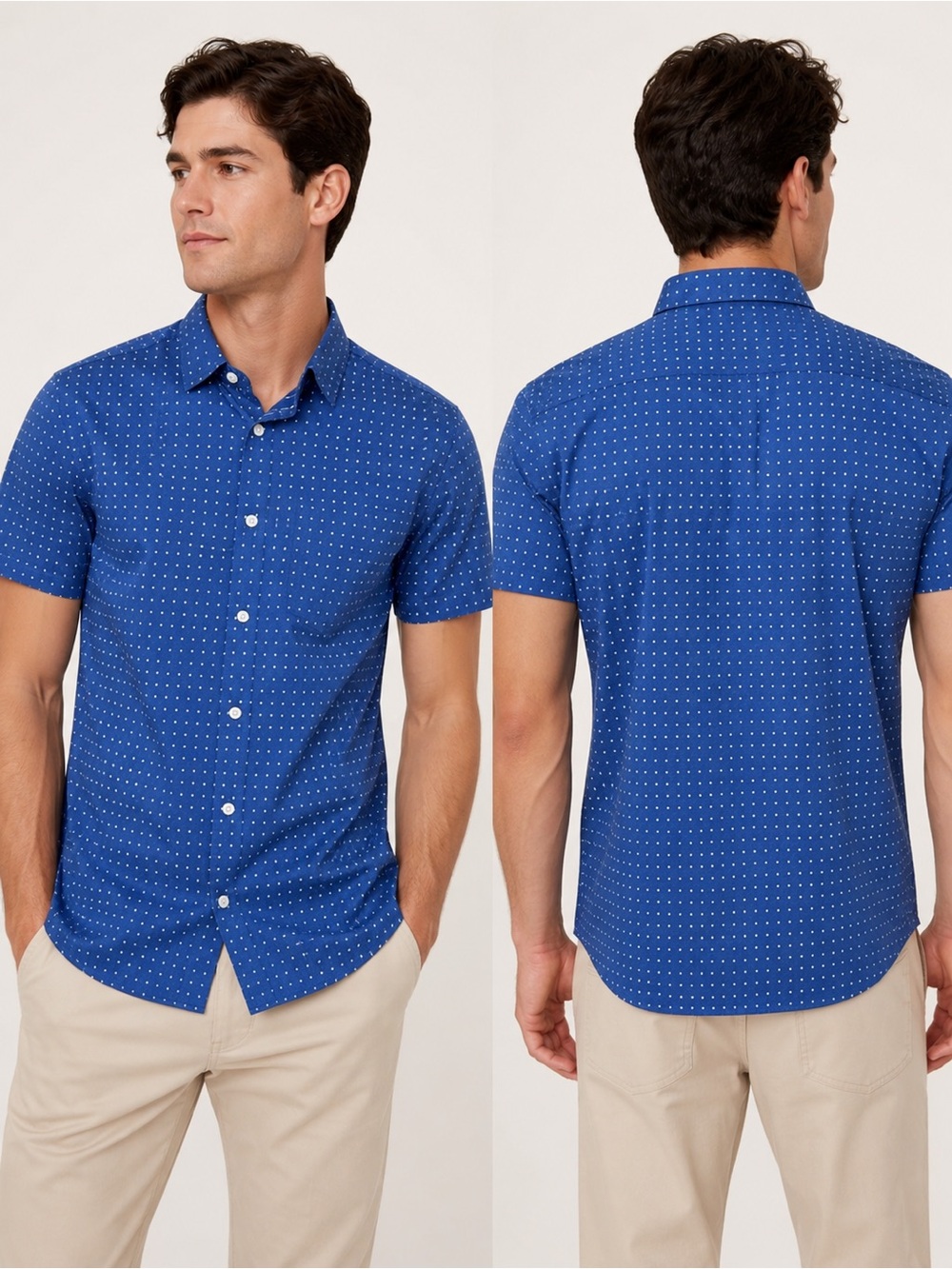 Banana Republic Men’s Short-Sleeve Blue Dot Button-Down Shirt